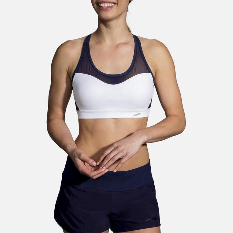 Brooks FastForward Crossback Running Bra - Women's - White (28495-MXWH)